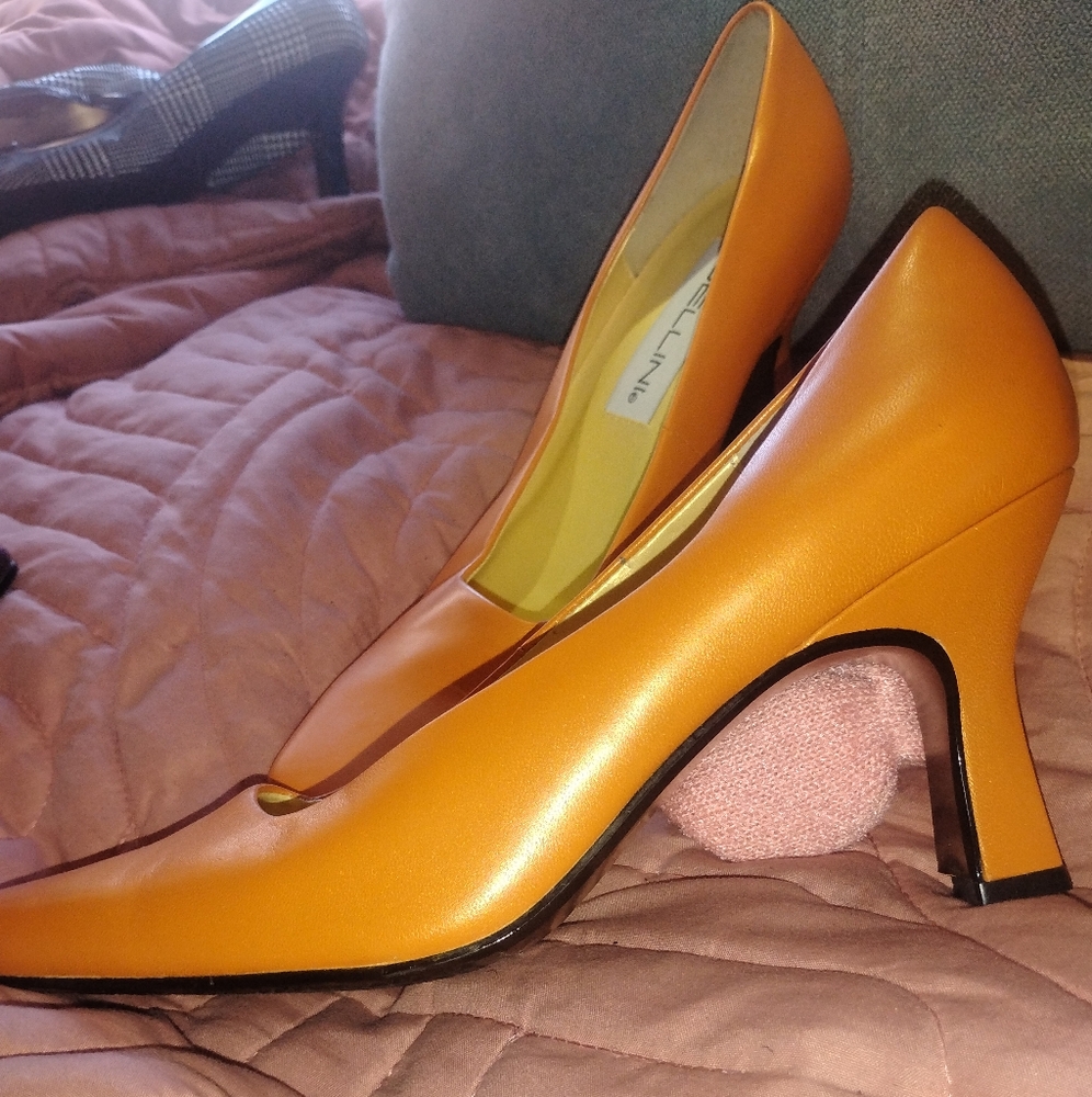 Bellini Orange Stiletto Heels with Glossy Finish